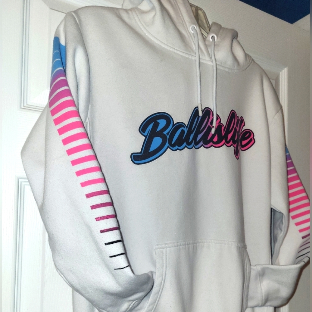 Ballislife Vice City Hoodie Size X‎ Small with Pink and Blue Accents Basketball